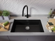 Chiuveta granit sub blat Primagran Prague Black + accesorii 470x760