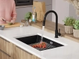 Chiuveta granit sub blat Primagran Prague Black + accesorii 470x760