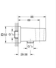 Cot racord de perete cu suport para 1/2 Grohe Euphoria Cube SS