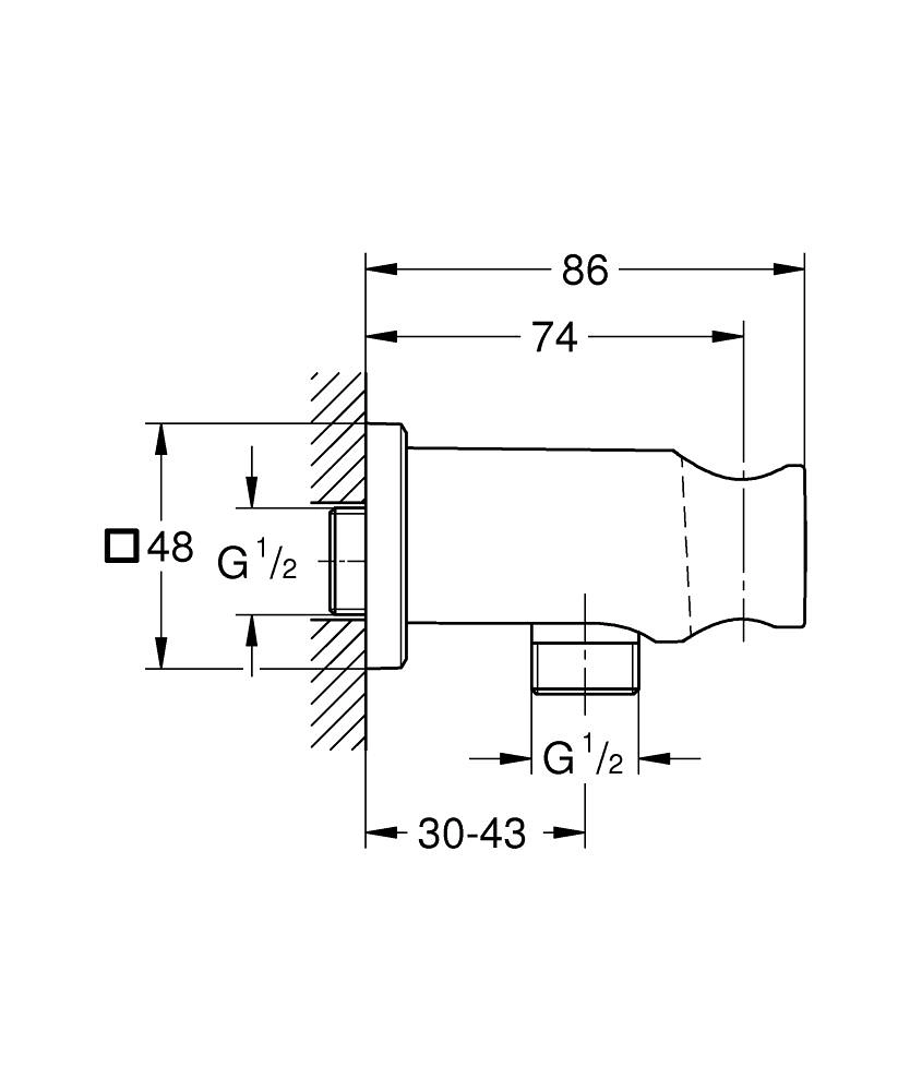 Cot racord de perete cu suport para 1/2 Grohe Rainshower Brushed Hard Graphite 26659AL0