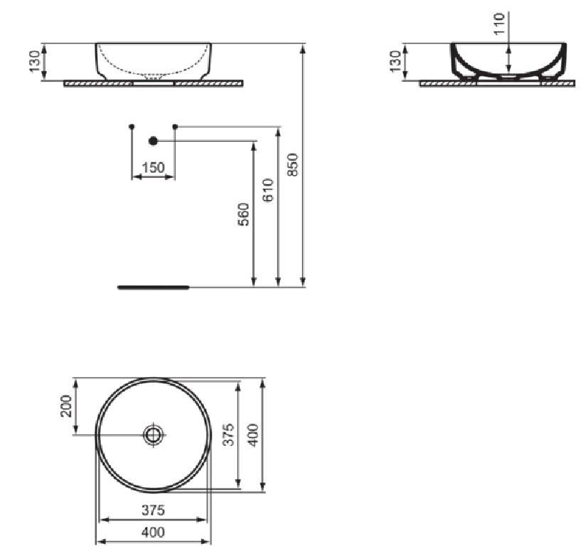 Lavoar pe blat Ideal Standard i.Life B Round d.40cm