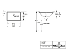 Lavoar sub blat Villeroy&Boch Lunea 58.5 x 39x5