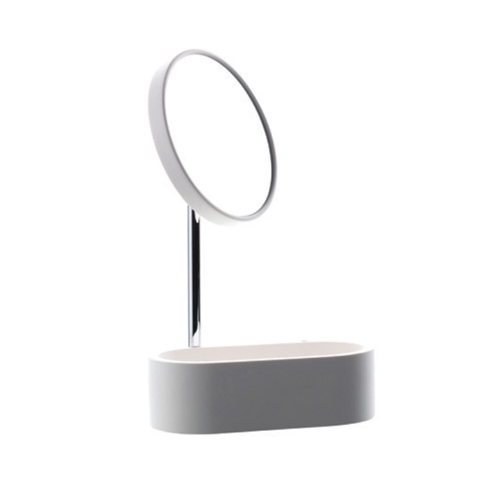 Oglinda cosmetica D.16 cm BERTOCCI Easy White+Chrome cu organizer