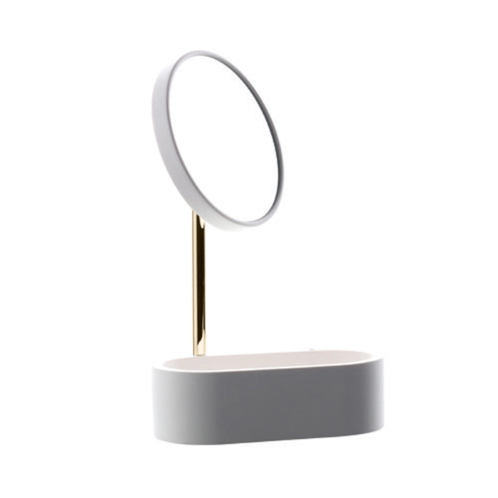 Oglinda cosmetica D.16 cm BERTOCCI Easy White+Natural Nickel cu organizer