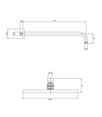 Верхний душ с кронштейном Omnires Slimline Brushed Nickel 20 cm
