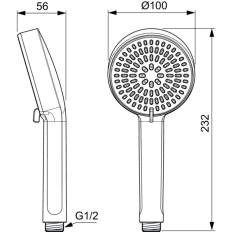 Para duș cu 2 pulverizări Ideal Standard IdealRain ALU+ D100