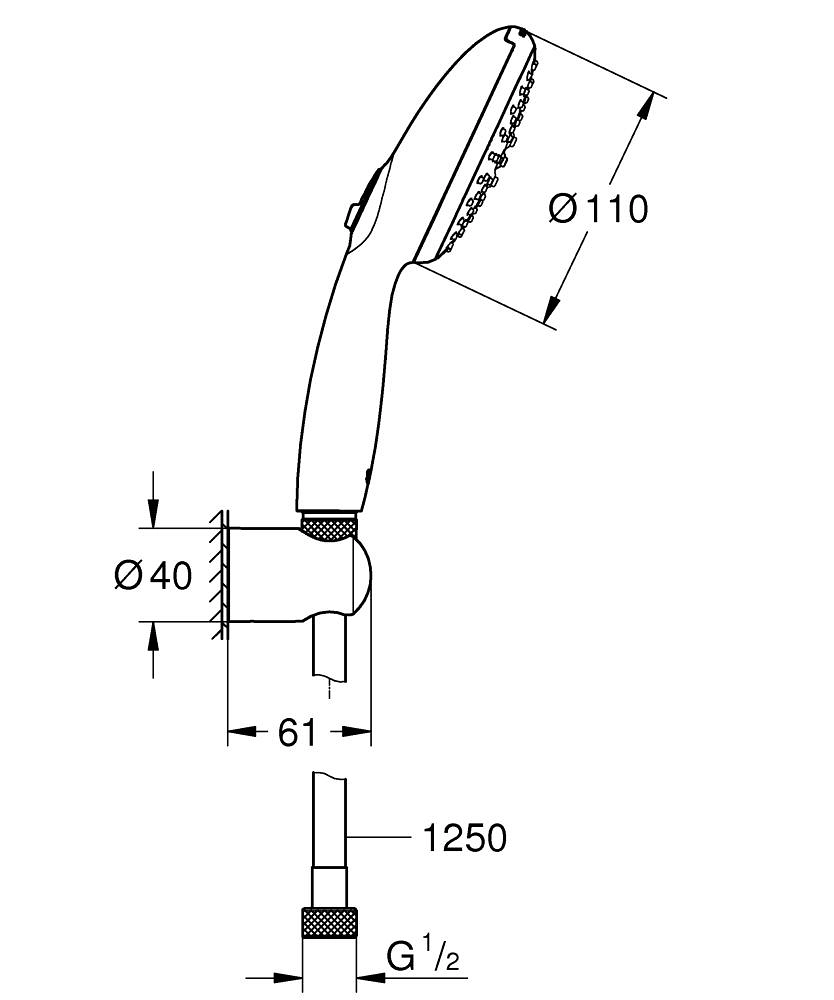 Para duș cu furtun și suport Grohe New Tempesta 110 — 2