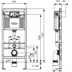 Инсталляция для подвесного унитаза Tece TECEBase 3 in 1 + клавиша