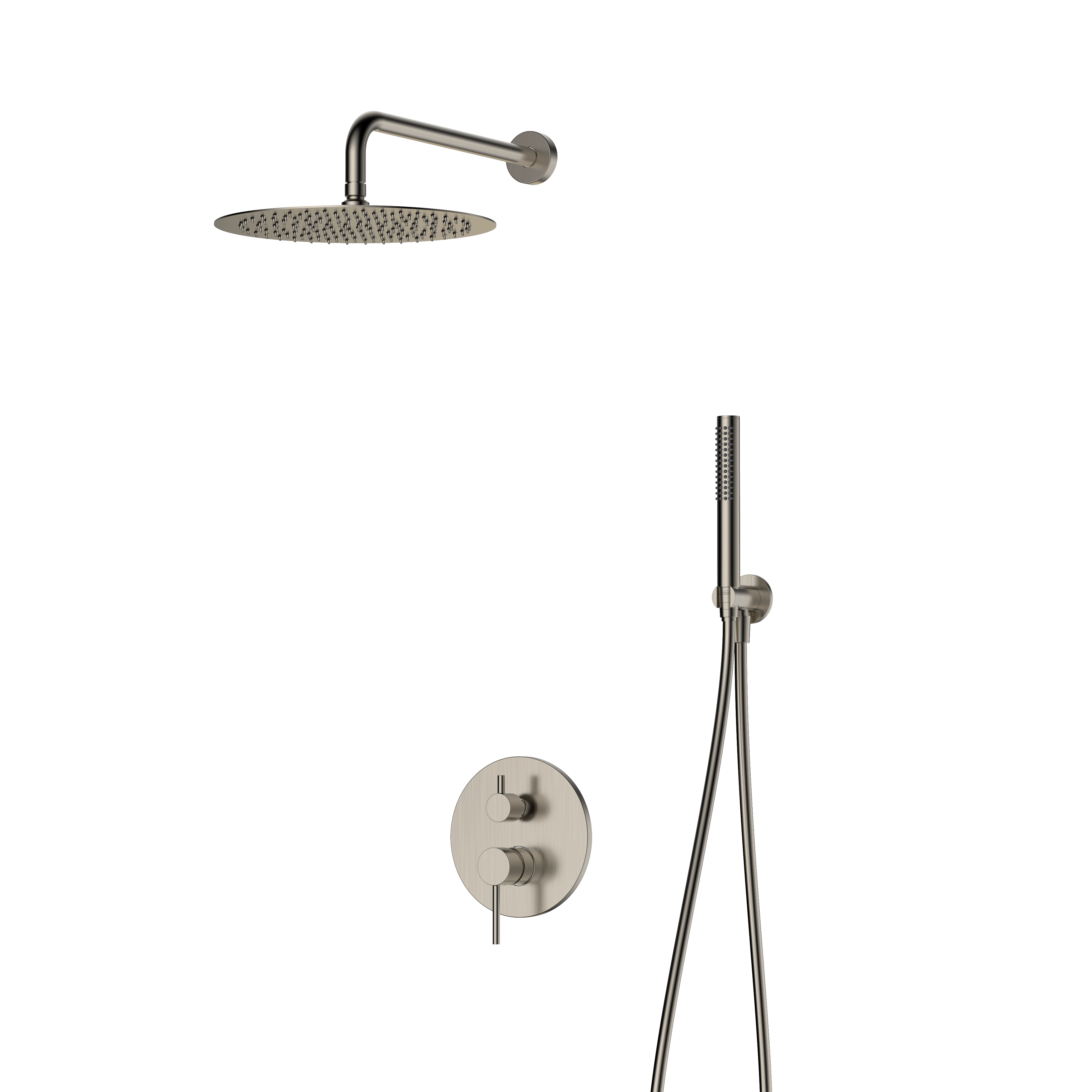 Душевой комплект ENZZI Brushed Nickel + монтажный корпус