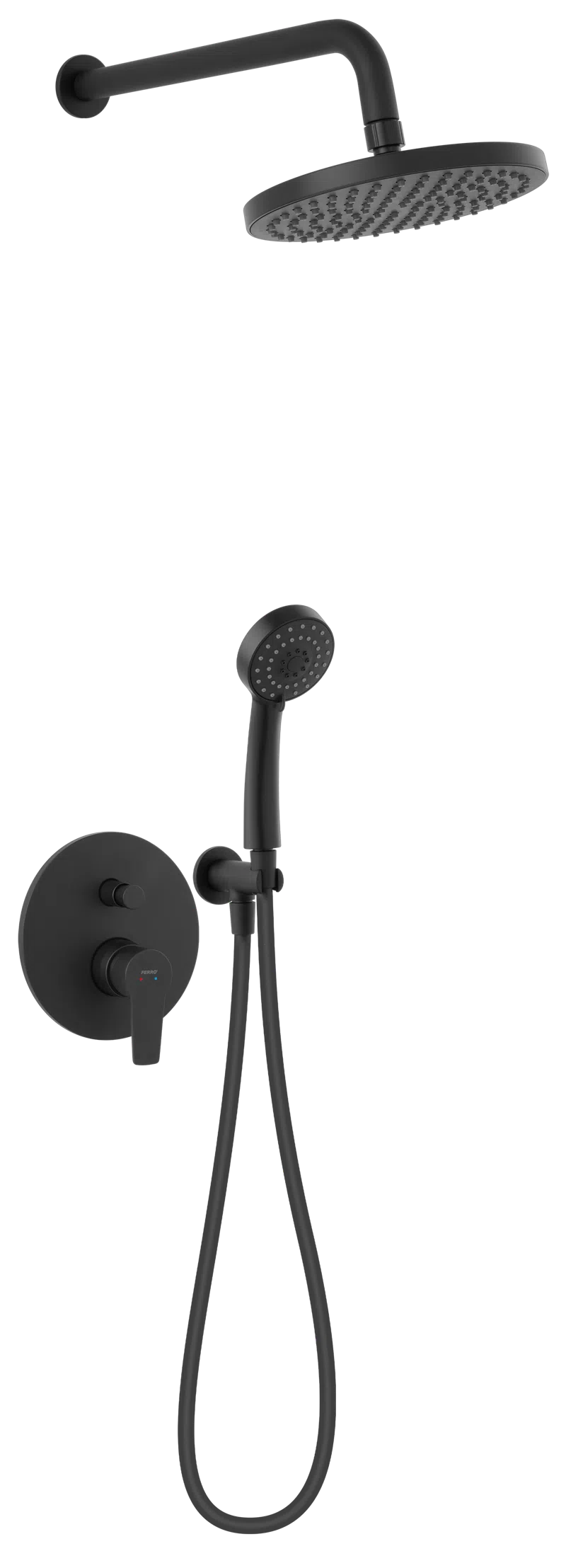 Душевой комплект Ferro Ritto Black + монтажный корпус