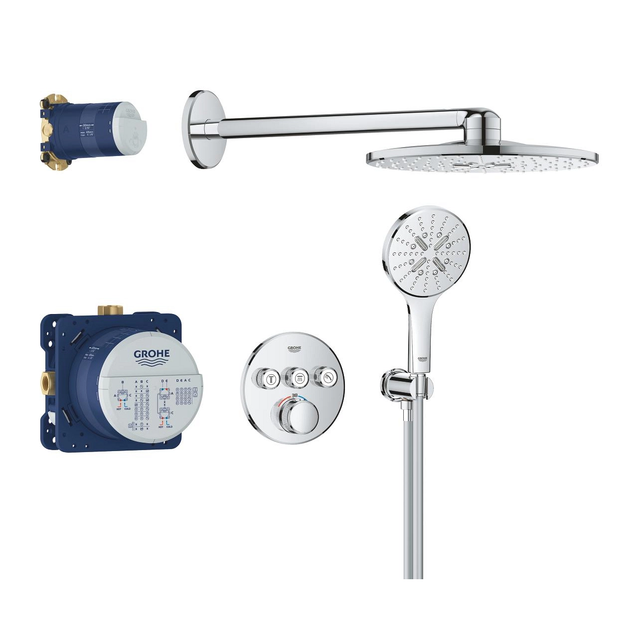 Set de duș îngropat termostatat Grohe Grohtherm Smartcontrol 310 + corp instalare