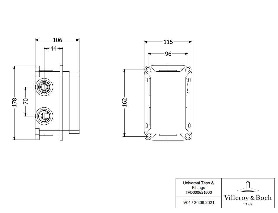 Встраиваемая часть для смесителя Villeroy&Boch Vi-Box Termostat — 2