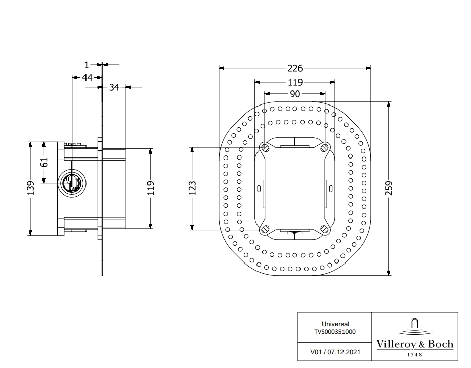 Set instalare baterie duș încastrată Villeroy&Boch Vi-Box — 2